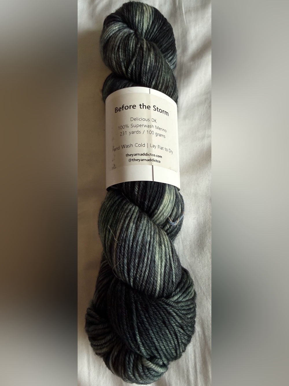 Hand-Dyed Wool Skein in Green Black Mix DK merino 100% wool